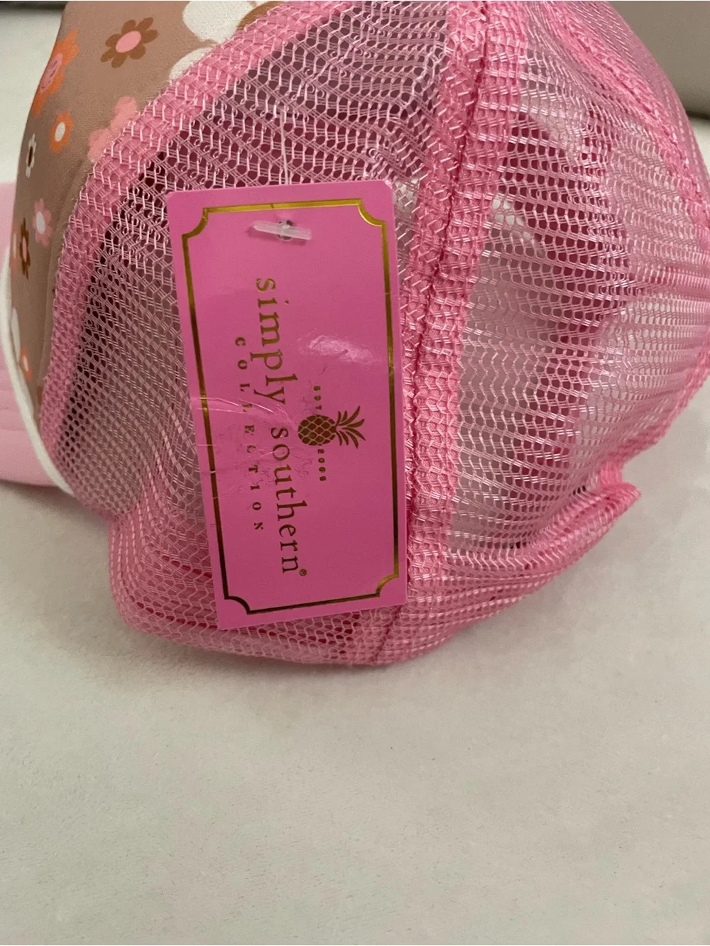 Simply Southern NWT Pink 'Good Vibes' Floral Trucker Hat